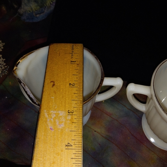 OPALESCENT MILK GLASS CREAMER SUGAR SET MACBETH EVANS - Picture 7 of 9